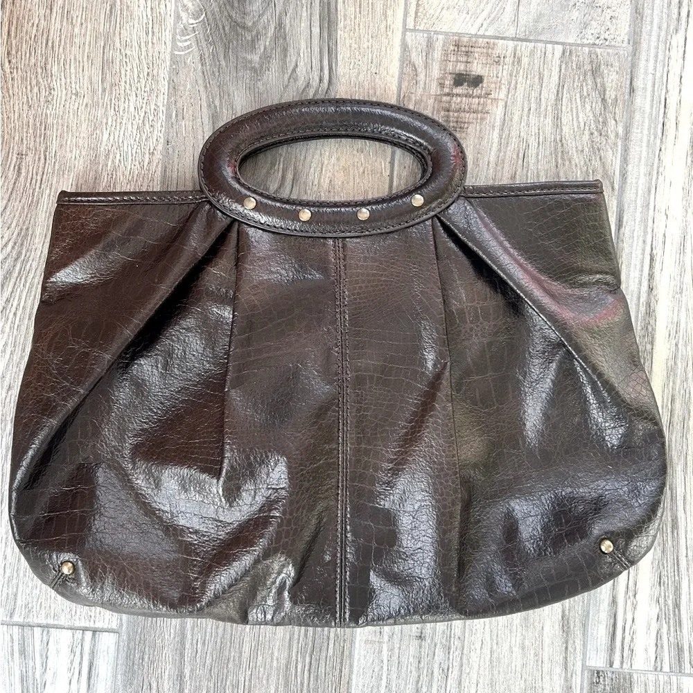 Ann Taylor Loft Crocodile Embossed Leather Handbag